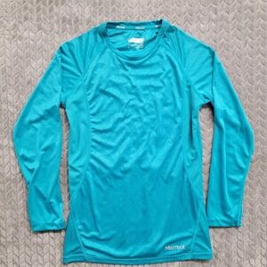 Marmot Baselayer Long Sleeve Shirt Womens Size‎ Small Teal Hiking Outdoor Gym
